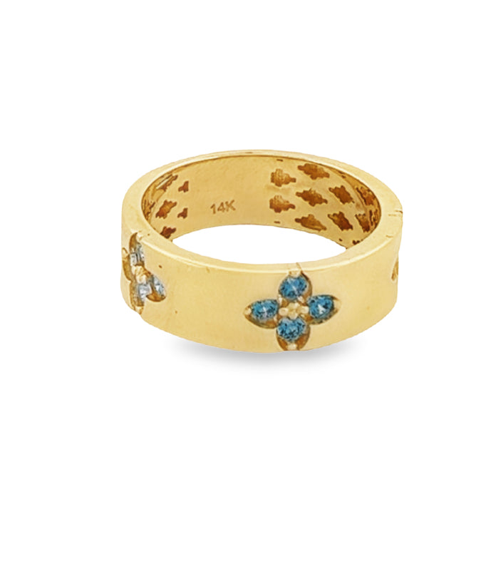 Banda + Blue Cz Ring 14k