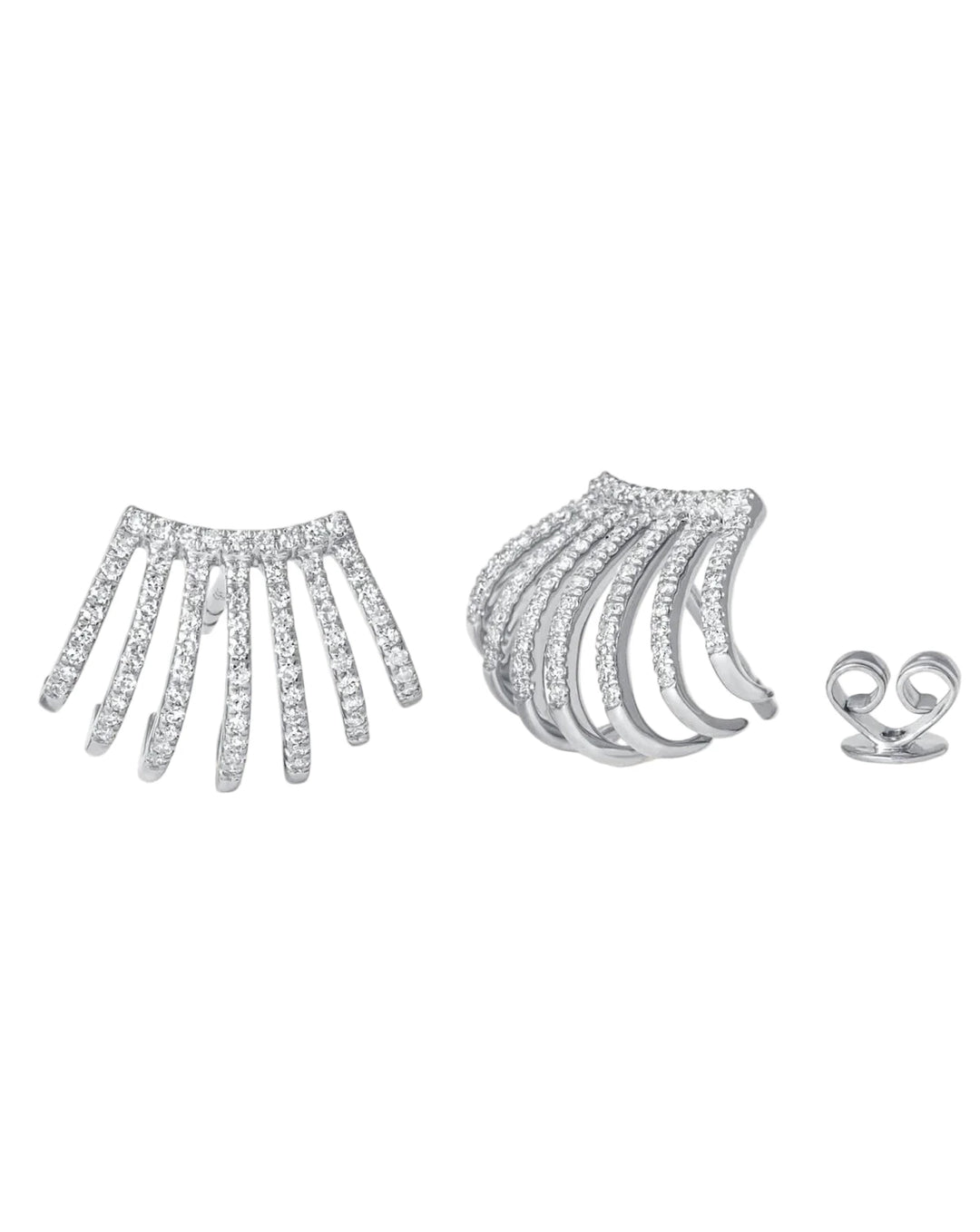 14K White Gold Diamond Earrings Pushbacks Ear Jackets