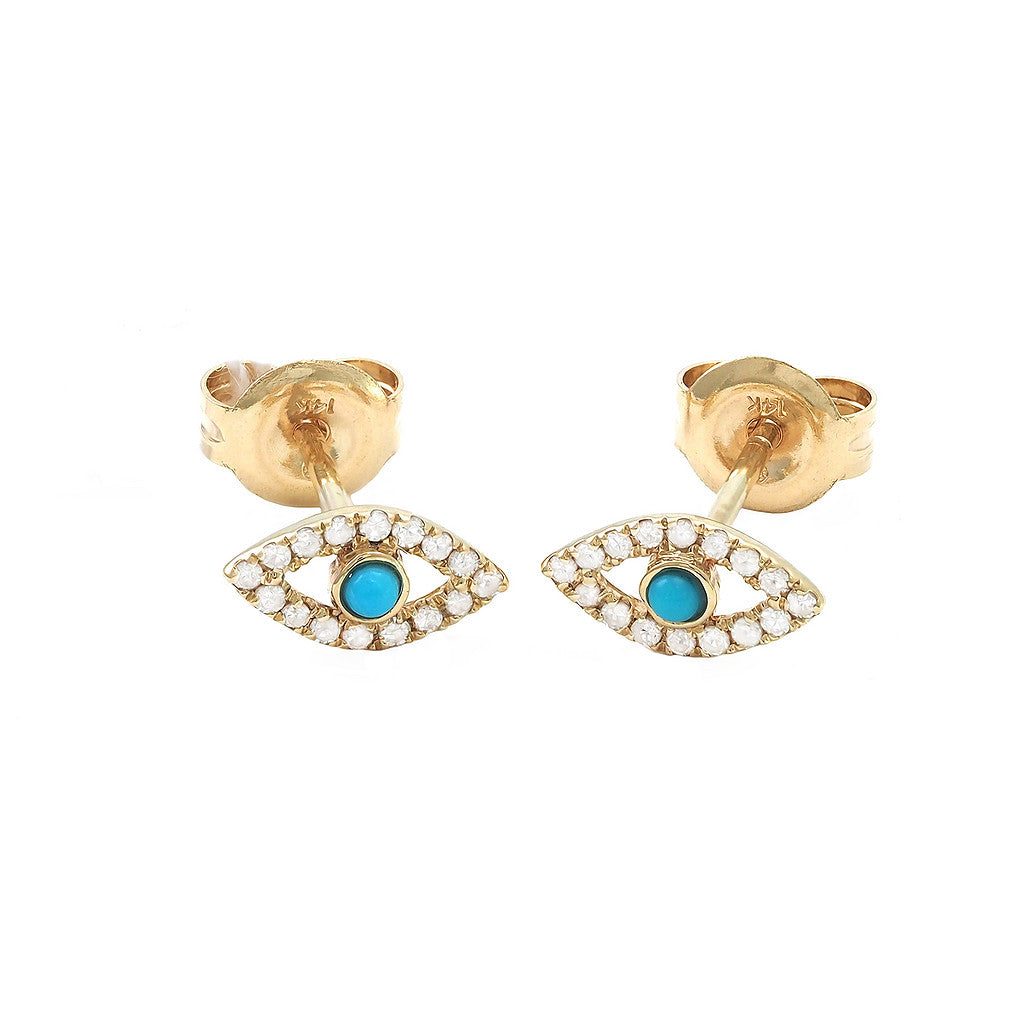 14K Diamond & Turquesa Evil Eye Earring