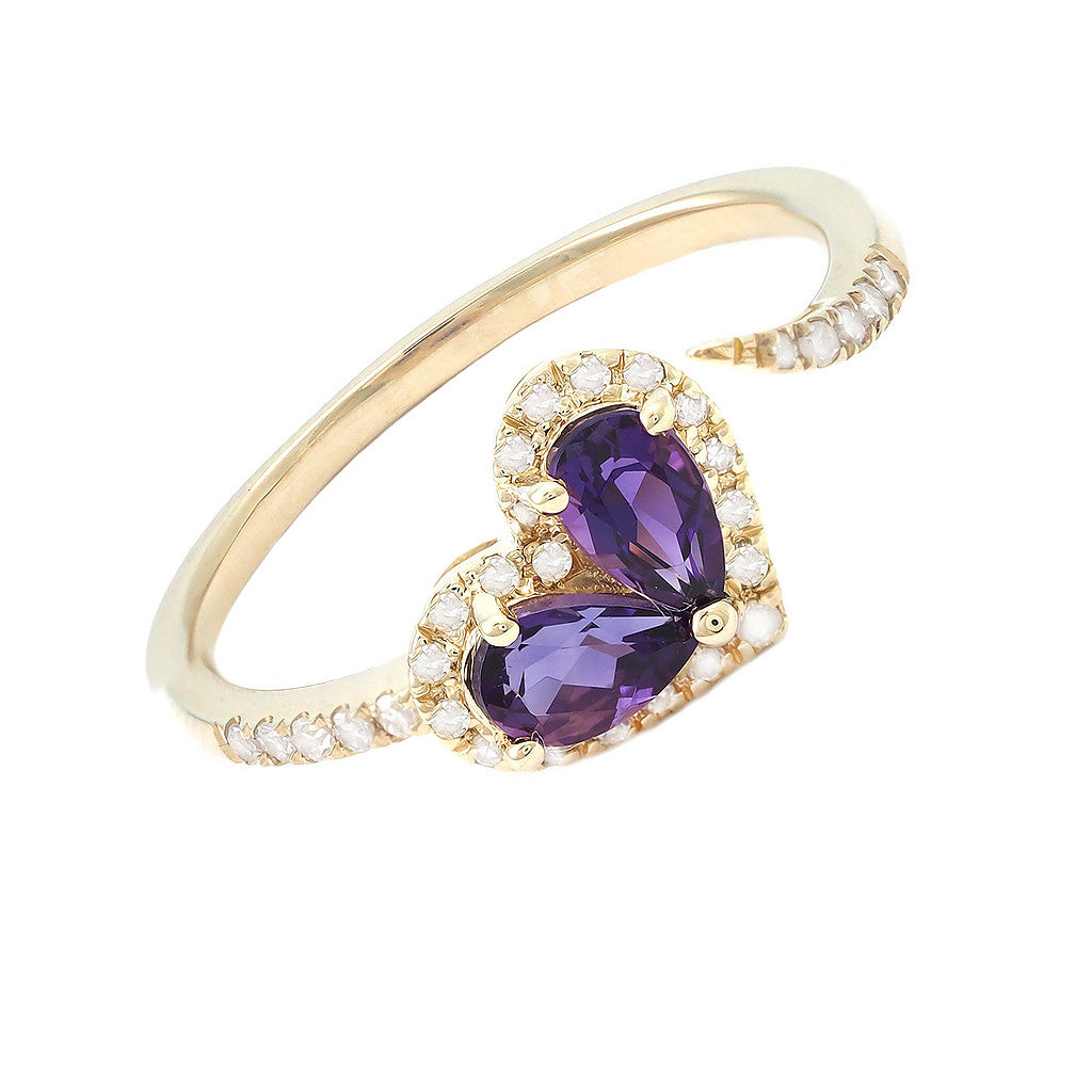 Diamond + Amethyst Heart Shape Ring