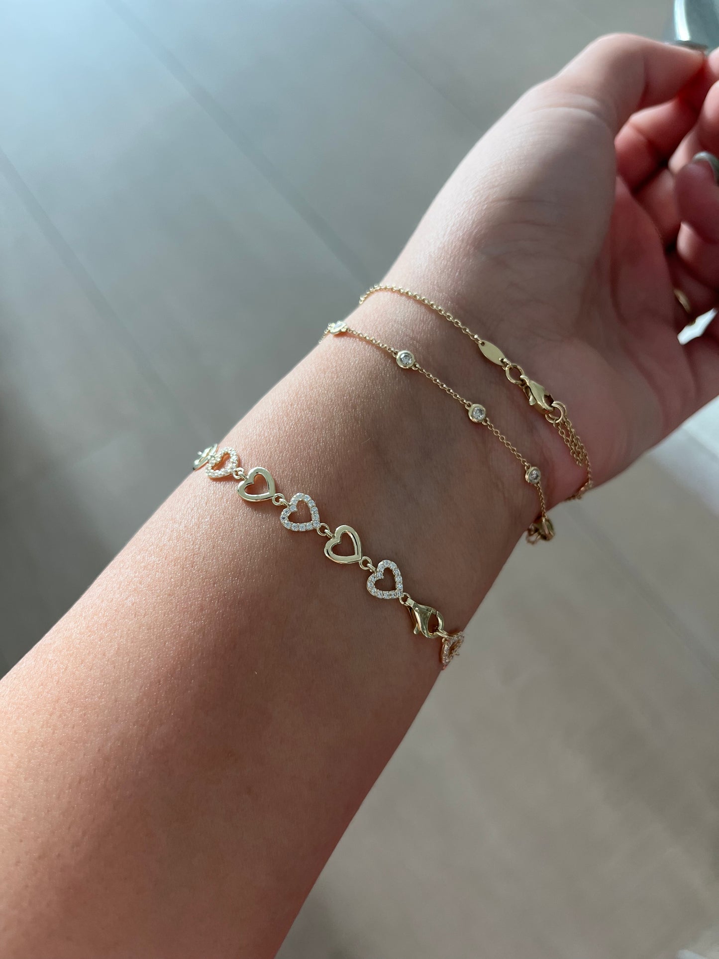 ID Bracelet + Corazones 14K