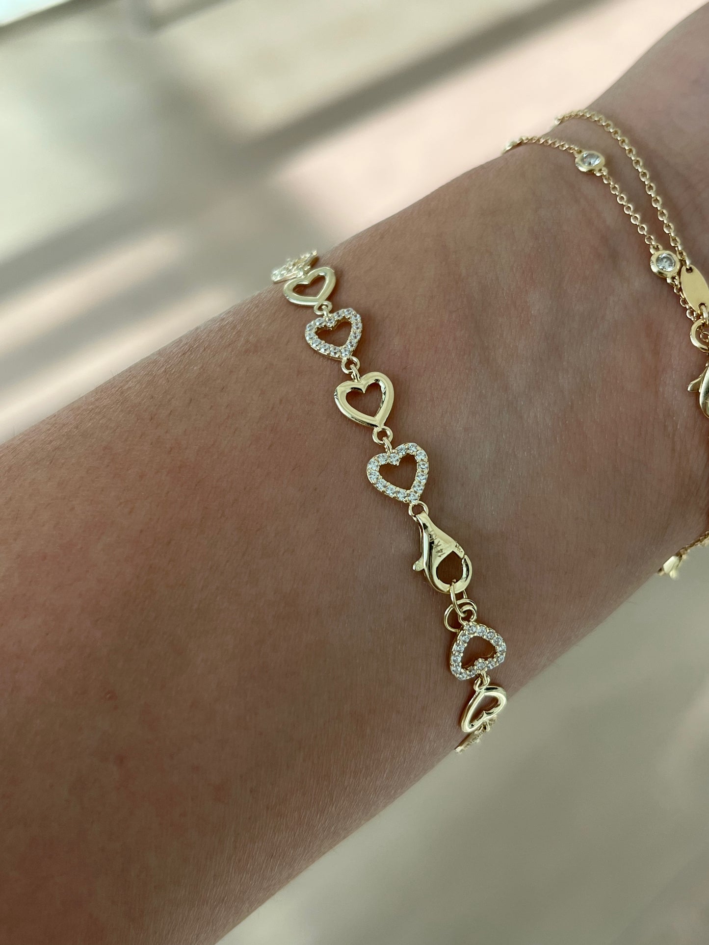 ID Bracelet + Corazones 14K