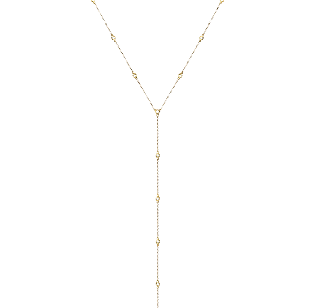 Bezel CZ Lariat Necklace
