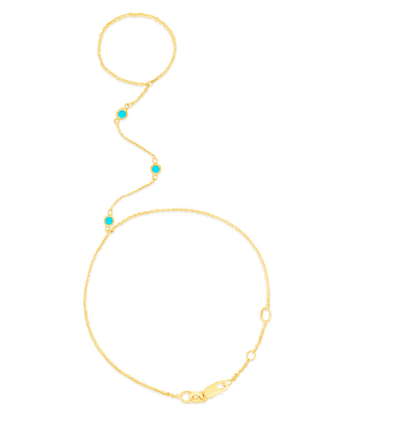 Turquesa Clon 3 Stones Hand Chain Bracelet