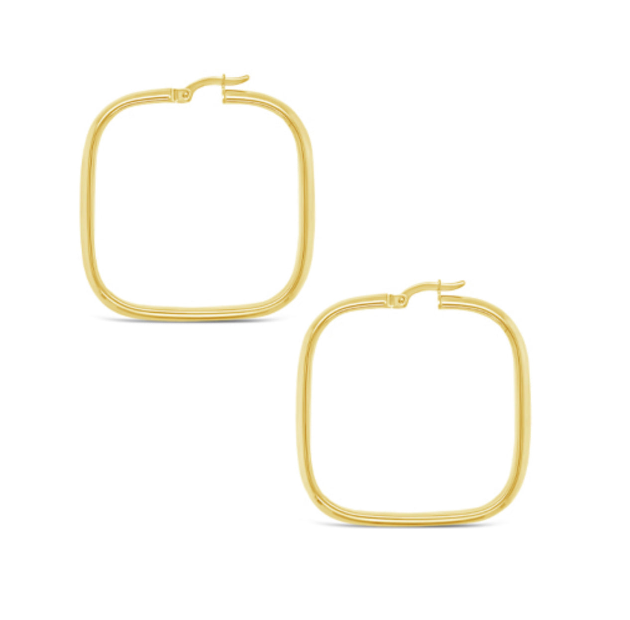 14K Medium Argollas Cuadradas