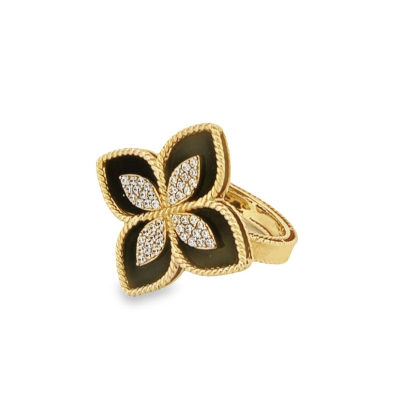 14k Black Flor Ring