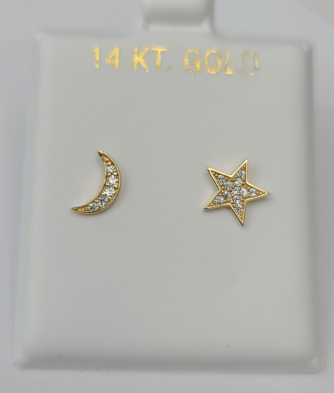 14K Estrella y Luna Earrings screw back