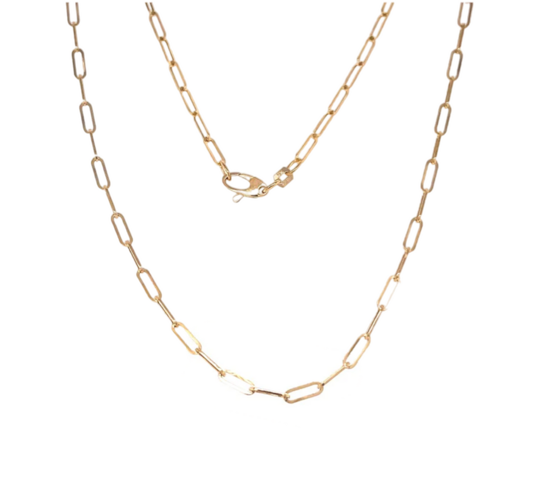 14KT 3.5 MM YELLOW GOLD PAPER CLIP NECKLACE