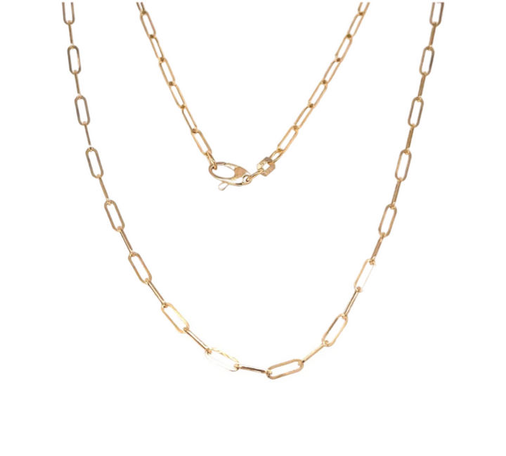 14KT 3.5 MM YELLOW GOLD PAPER CLIP NECKLACE