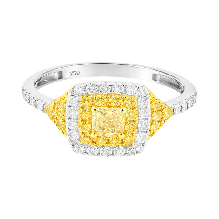 14K White Gold Yellow Diamond Ring