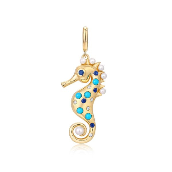 14K Yellow Gold Sea Horse Pendant