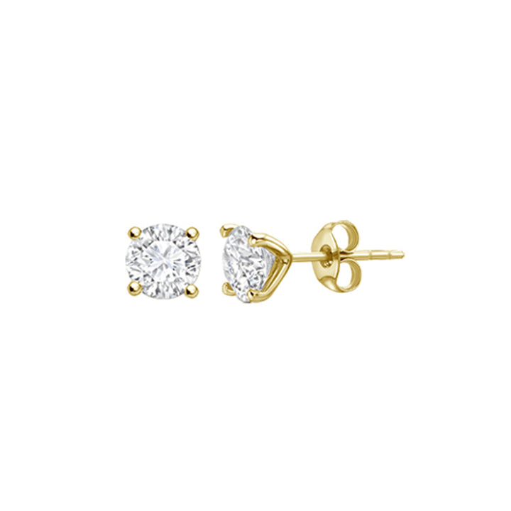 18K Yellow Gold Diamond Studs Earrings