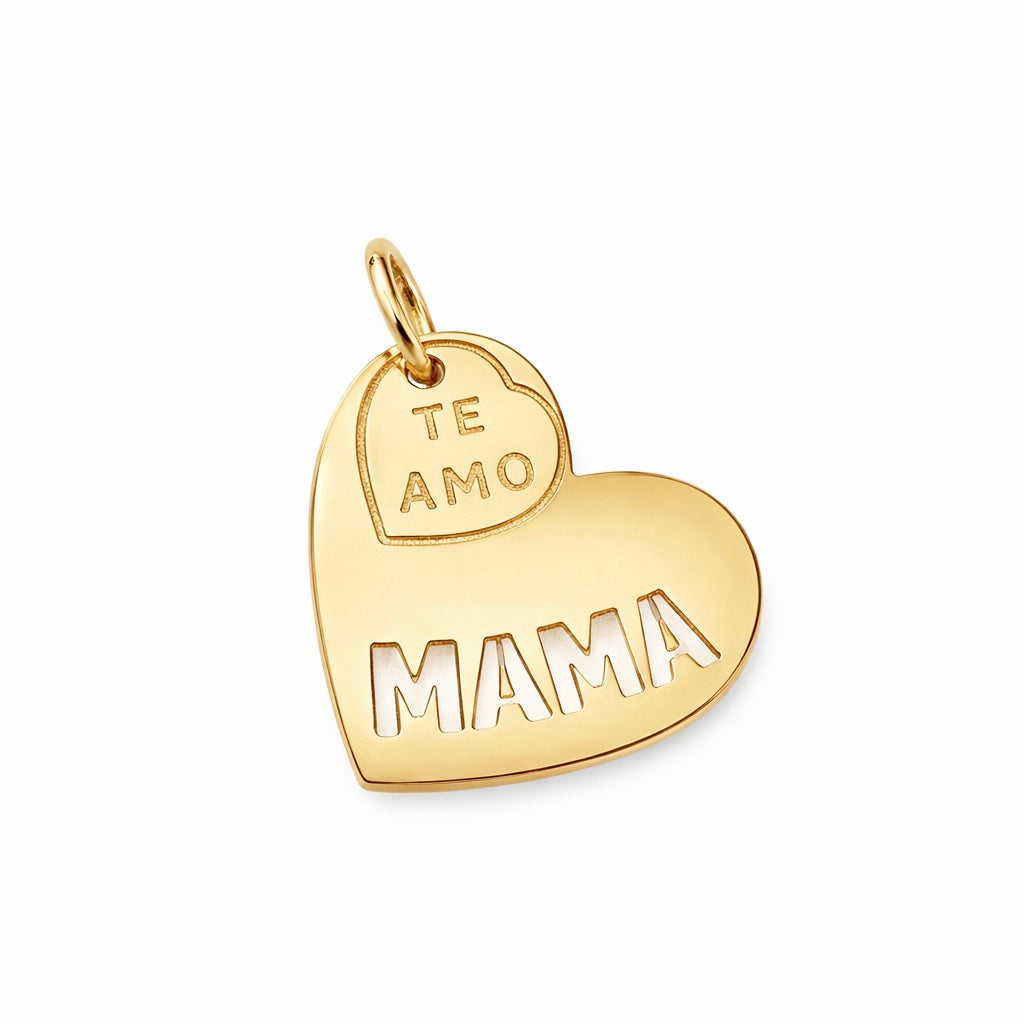 14K Yellow Gold Mom Heart Pendant