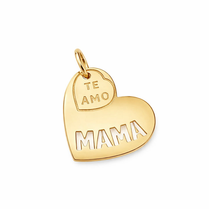 14K Yellow Gold Mom Heart Pendant