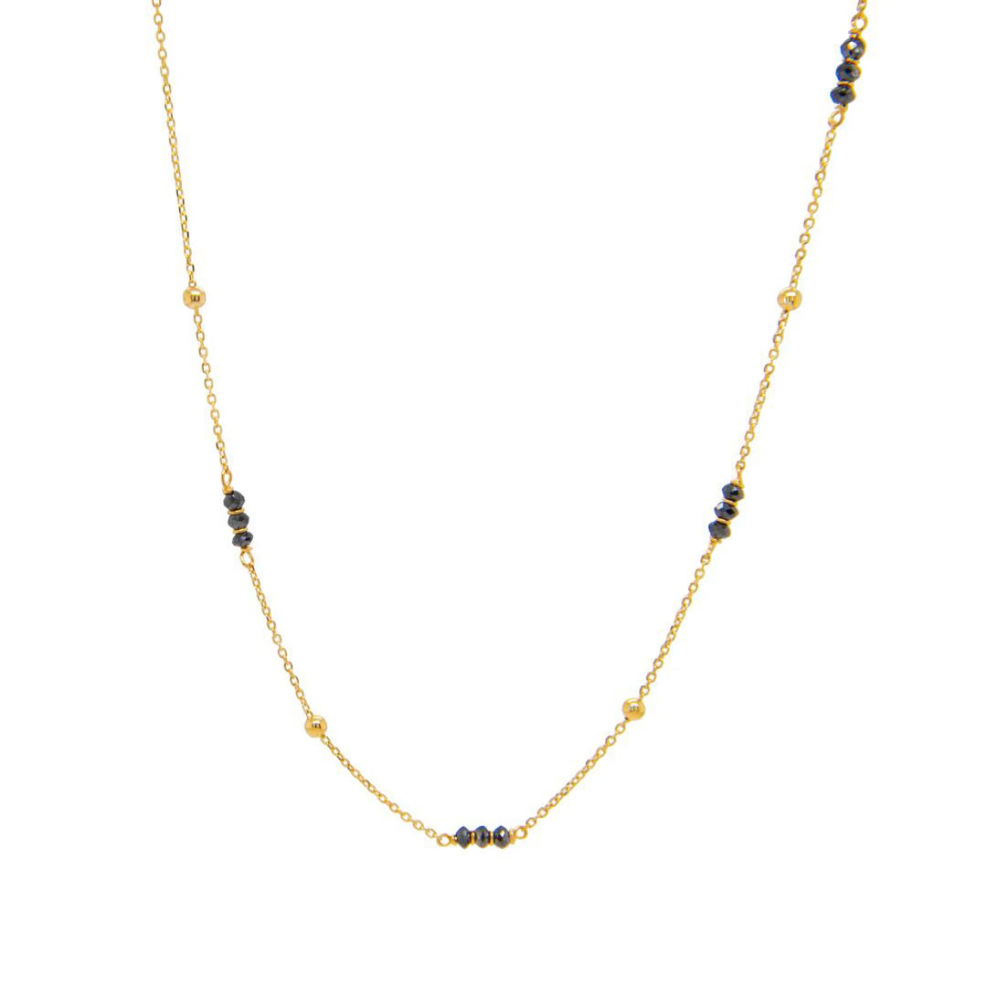 18K Yellow Gold Black Diamond By The Yard Bead Necklace