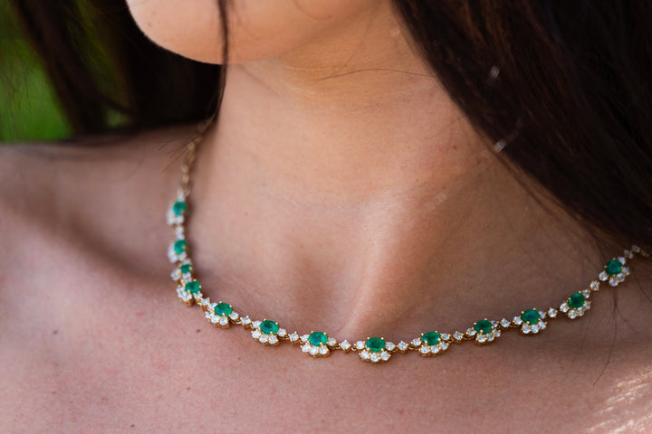 14K Yellow Gold Diamonds and Emerald