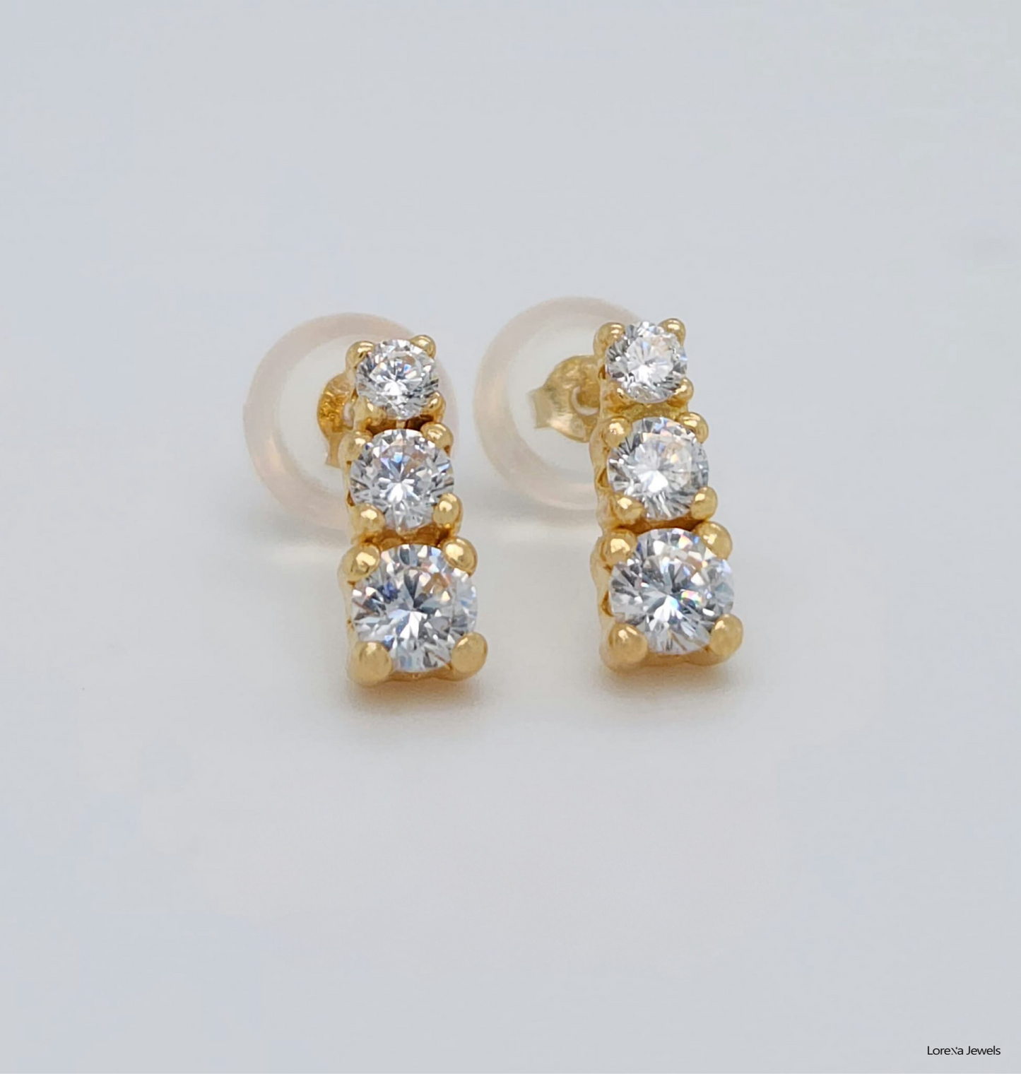 18K Triple Stone Earrings