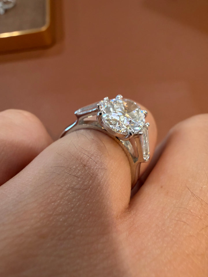 14K White Gold Oval Cut Lab Diamond Ring