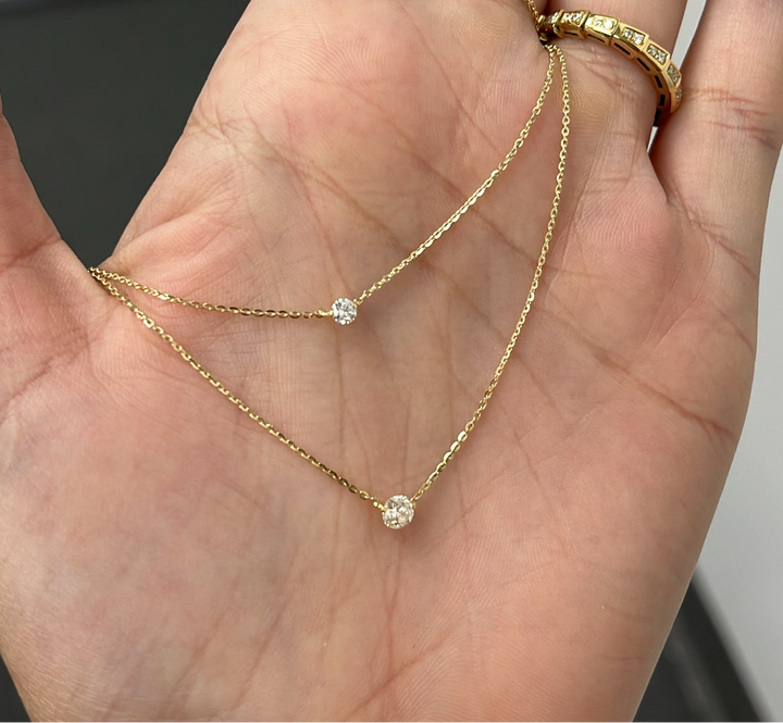 14K Yellow Gold (Punto de Luz ) Diamond Necklace
