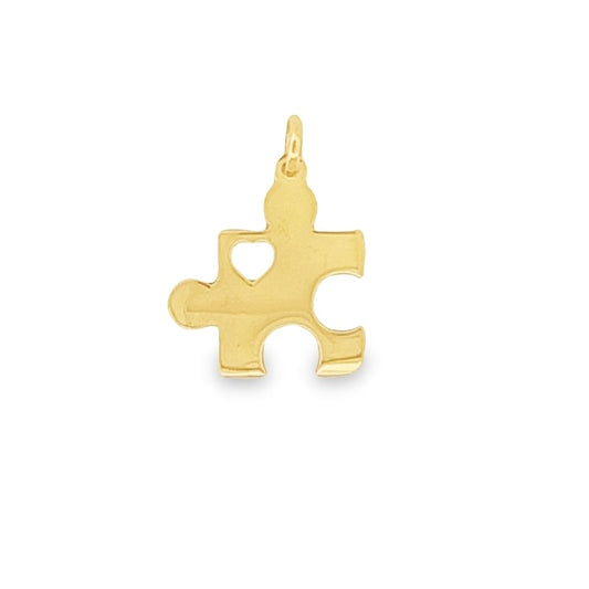 Heart Cutout Puzzle Piece Pendant in 14K Gold