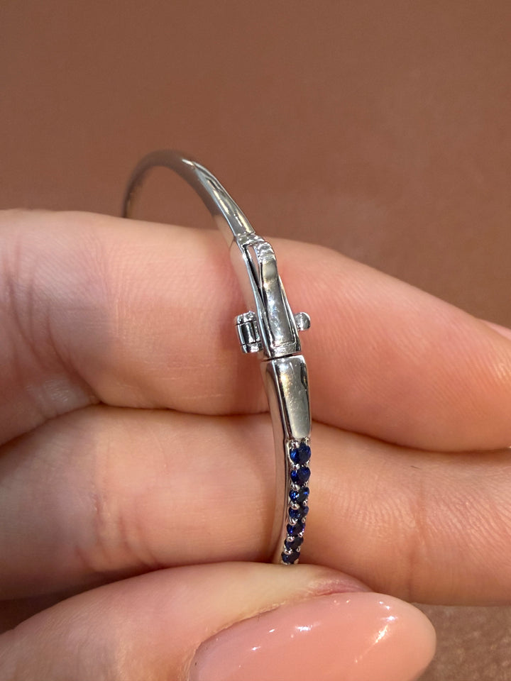 14K White Gold Sapphire Bangle Bracelet