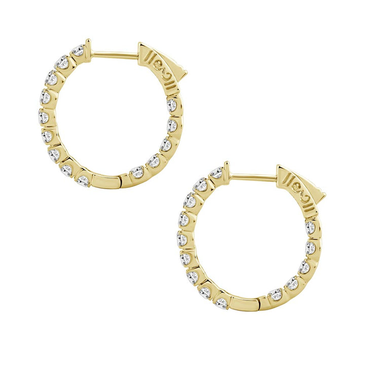 18K Yellow Gold Diamonds Hoops Earrings