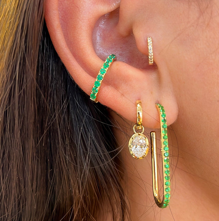 14K Yellow Gold Emerald Earrings Pushbacks