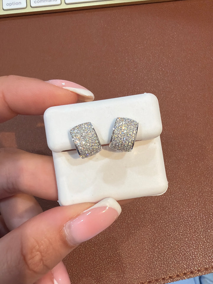 14K White gold 0.73 ct diamond Hoops