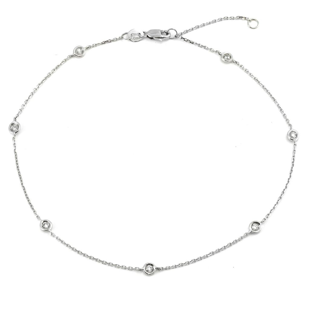 14K Gold Bezel Set Diamond Tobillera Anklet