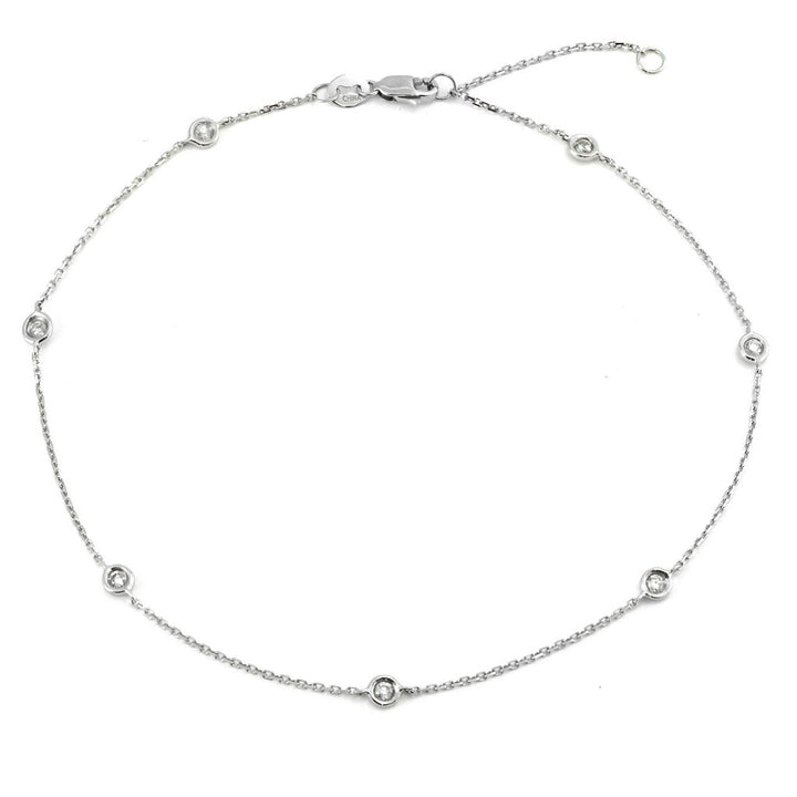 14K Gold Bezel Set Diamond Tobillera Anklet