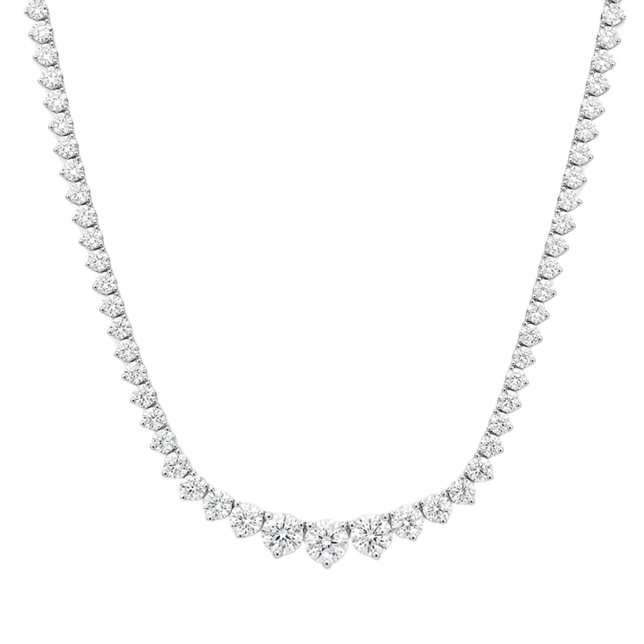 14K White Gold Riviera Graduated Lab Grown Diamond Tennis Necklace