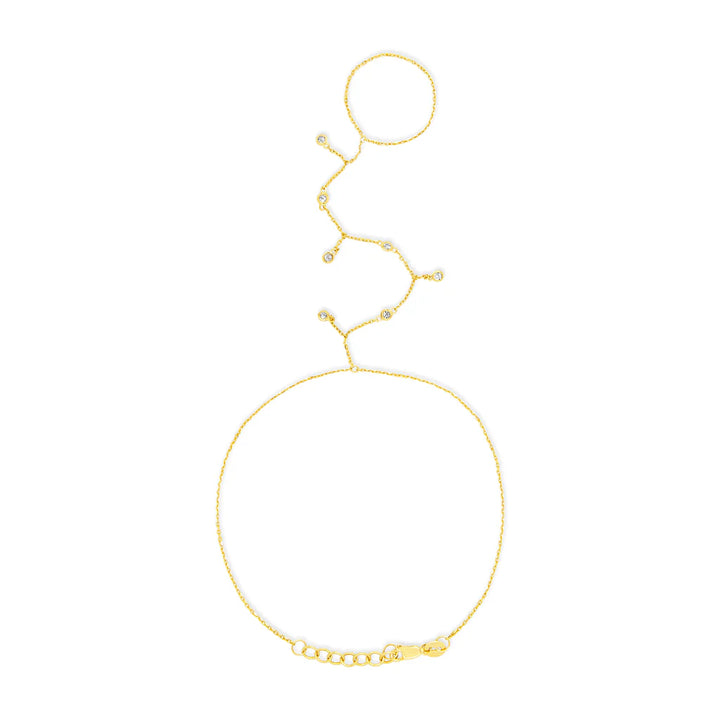 14k Yellow Gold Bezel Diamond 0.21 ct hand chain
