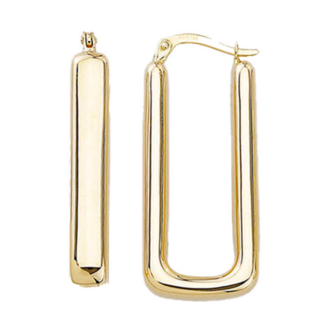 Rectangular Hoops 14K Yellow Gold Rectangular Hoops Argollas Earrings – Lorena Jewels