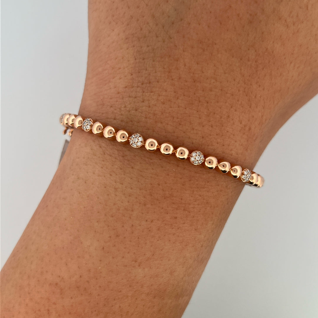 14K Rose Gold and Diamond 0.22ct Balls Bangle