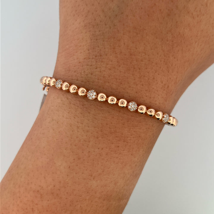 14K Rose Gold and Diamond 0.22ct Balls Bangle