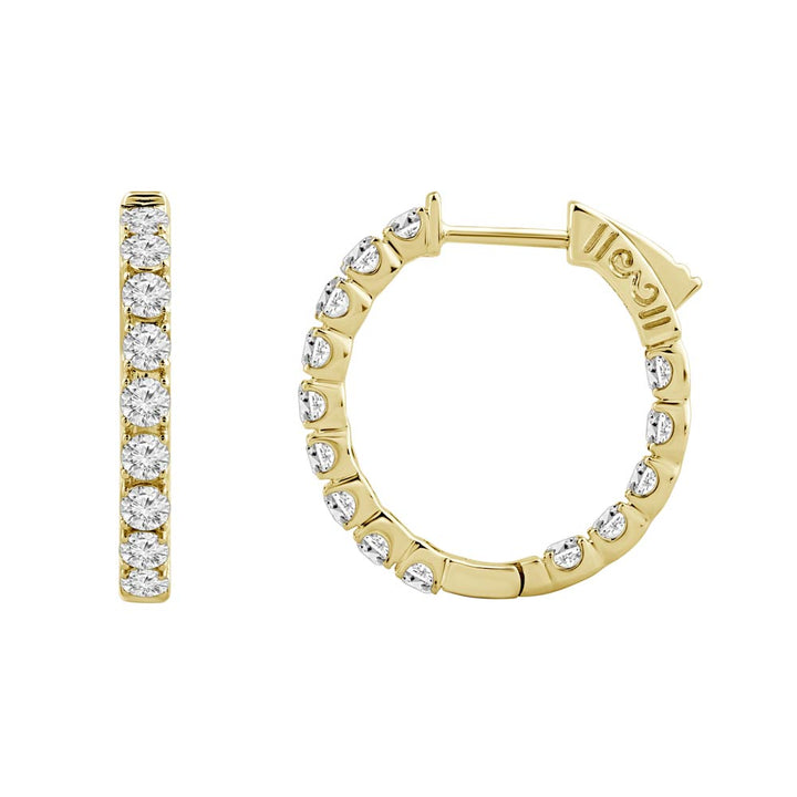 18K Yellow Gold Diamonds Hoops Earrings