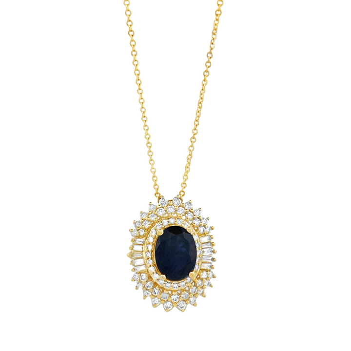 14K Yellow Gold 0.53 ct Sapphire 1.30 ct Diana Necklace