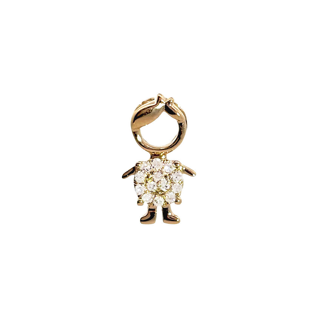 14K Yellow Gold Birthstone Round Prong Diamonds Boy Pendant April