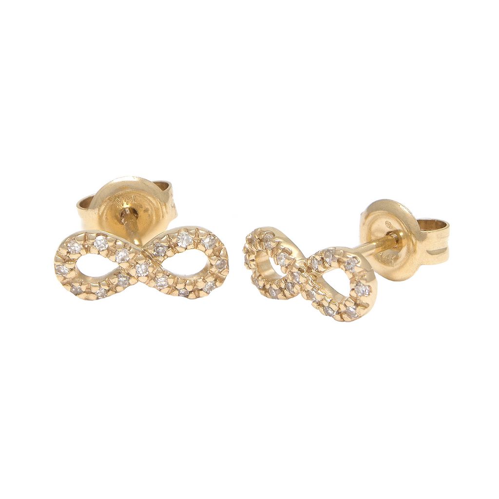 14K Gold and Diamond Infinity Earring