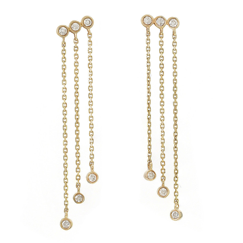 14K Yellow Gold Round Bezel Diamond Earring Pushbacks