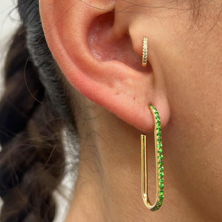 14K Yellow Gold Emerald Earrings Pushbacks