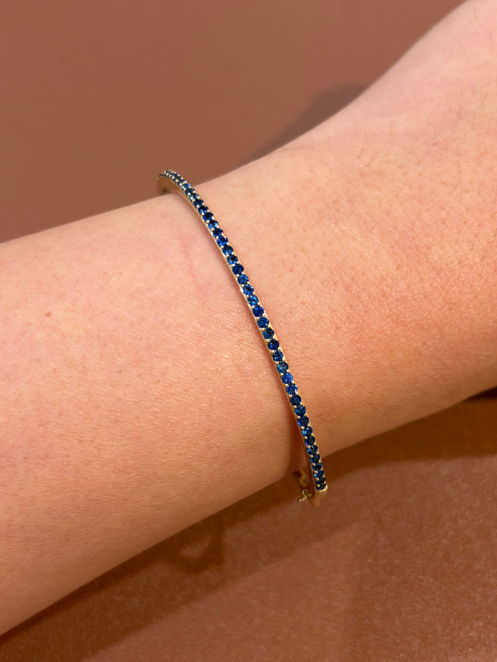 14K Yellow Gold Sapphire Bangle Bracelet