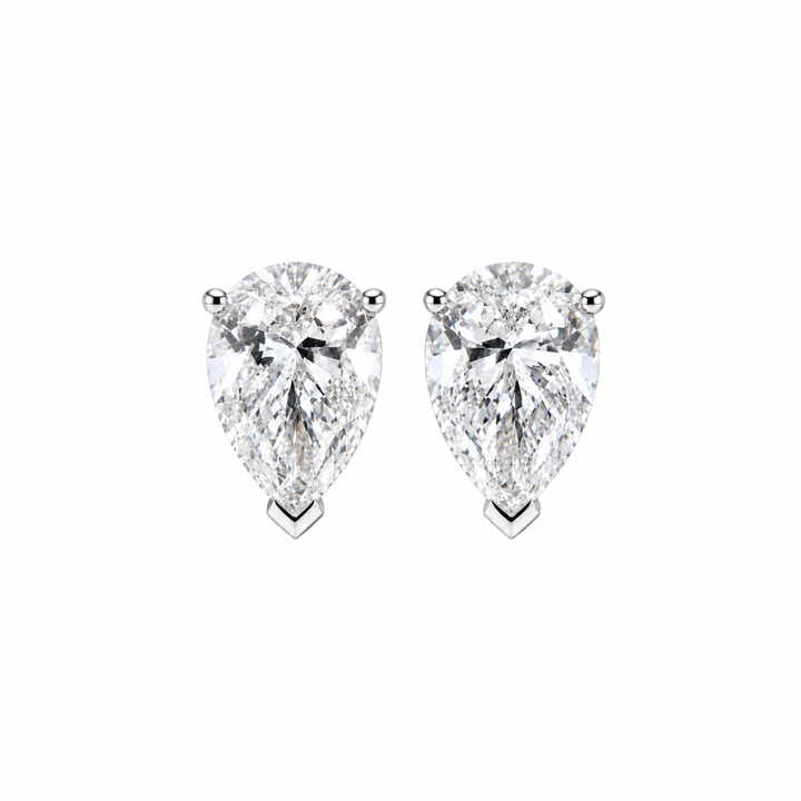 18K White Gold 6.12cts Pear Cut Studs Pushback Earrings