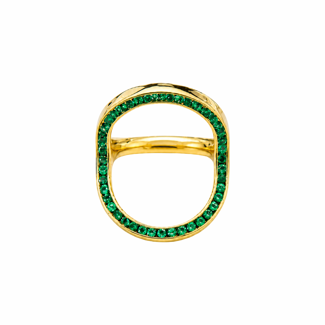 14K Yellow Gold Reversible Ring 3-1 Emerald- Diamond- Ruby