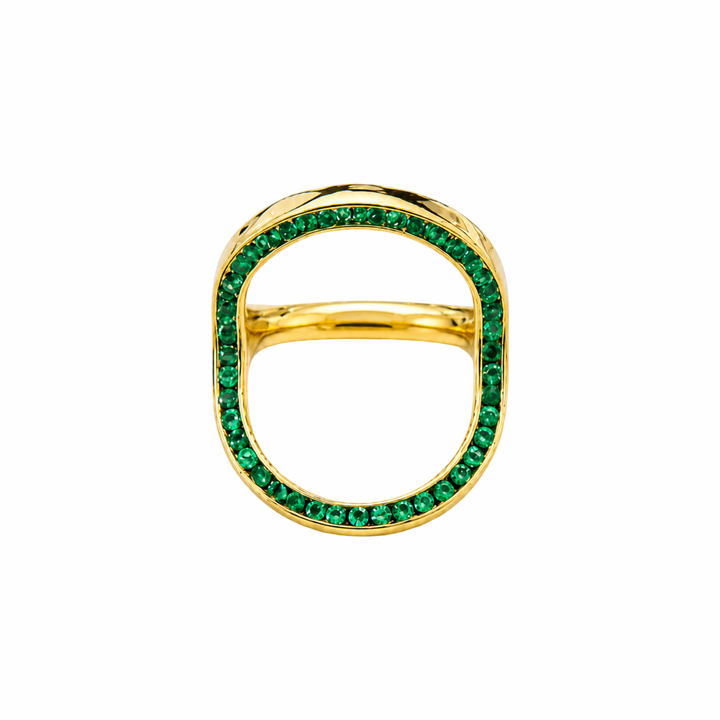 14K Yellow Gold Reversible Ring 3-1 Emerald- Diamond- Ruby