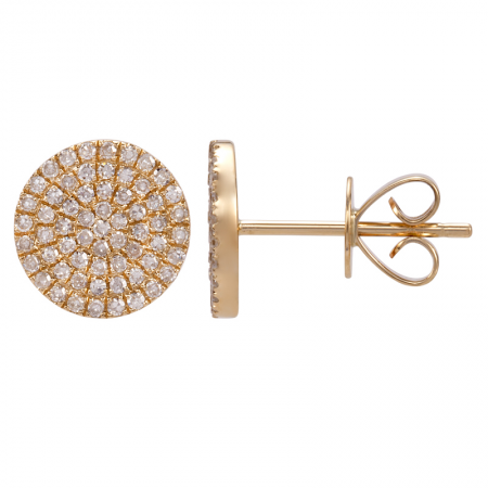 14k Yellow Gold Circle Diamond Stud Earrings