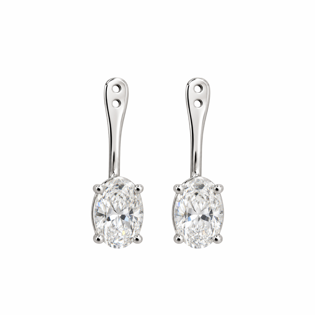 14K White Gold Lab Diamond Oval Cut Ear Jacket