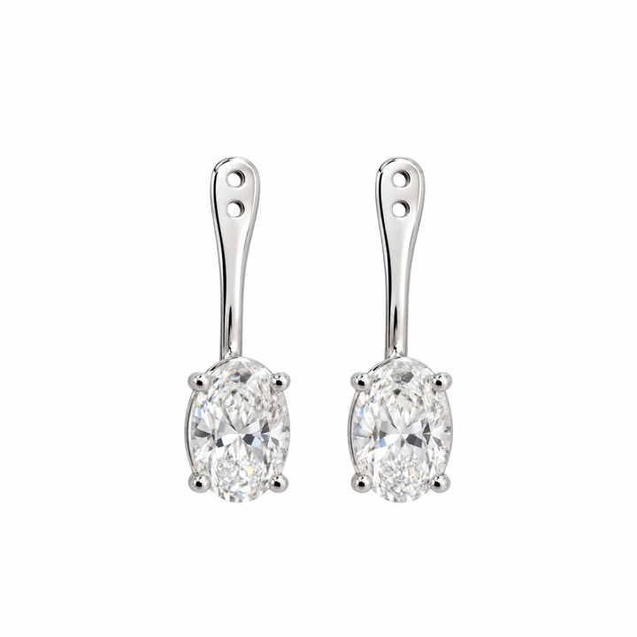 14K White Gold Lab Diamond Oval Cut Ear Jacket