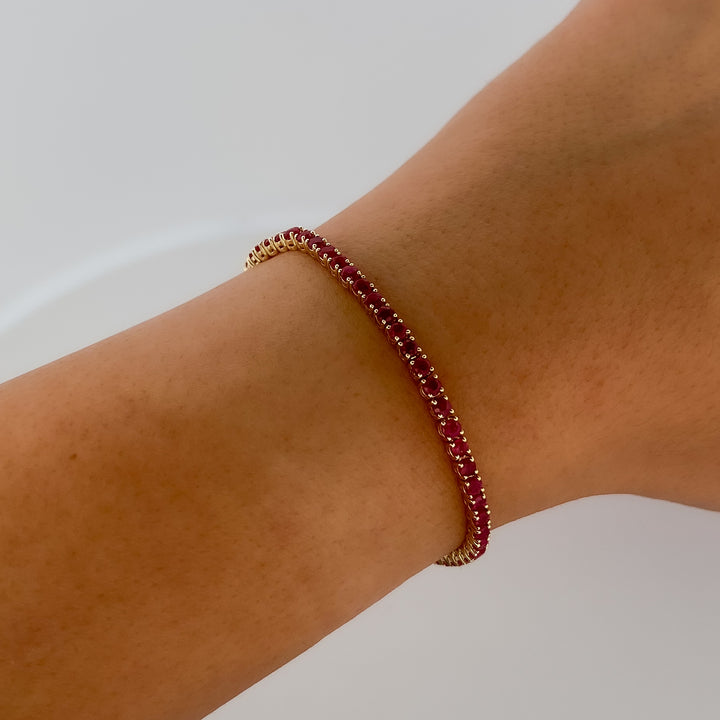 14K Yellow Gold Ruby 5.20ct Tennis Bracelet