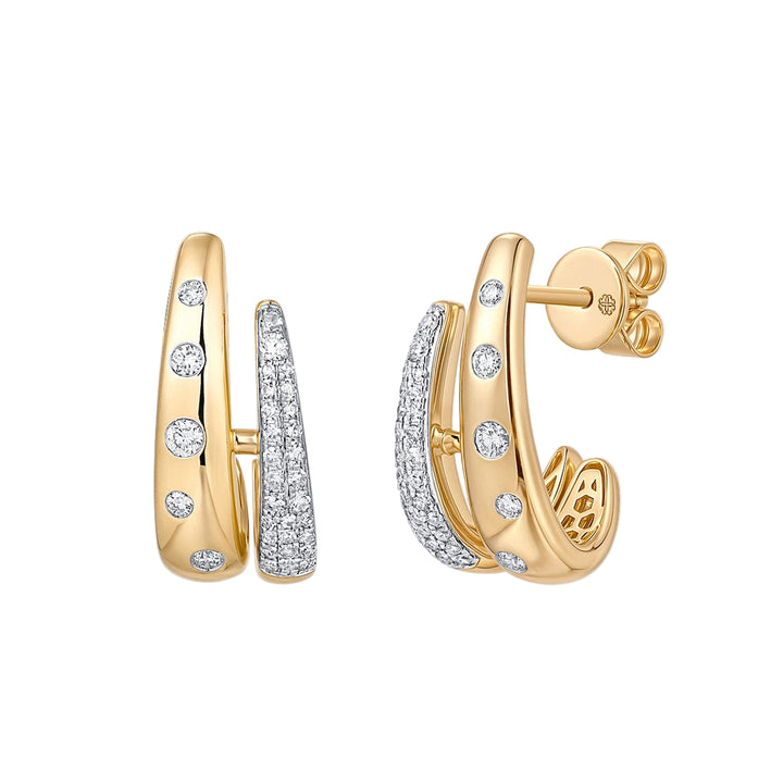14K Yellow Gold Diamond Earrings Pushbacks